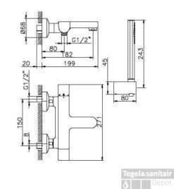 Huber Icon Bad/douchethermostaatkraan Chroom 193T.VL05H.CR -Badkamermeubels huber icon baddouchethermostaatkraan chroom 193tvl05hcr 1