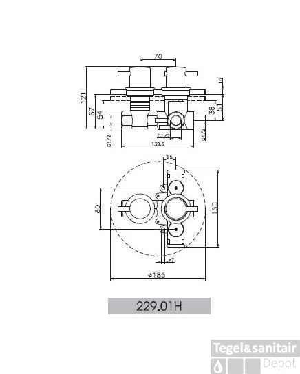 Huber Kiruna Inbouw Thermostaat 22901HCR 3 Huber Kiruna Inbouw Thermostaat 22901HCR