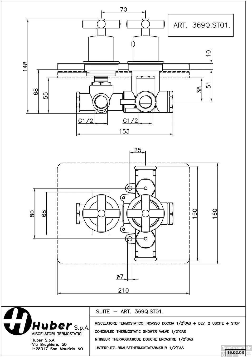 Huber Suite Inbouw Thermostaat Met 2-weg Omsteller 369Q01HNS 3 Huber Suite Inbouw Thermostaat Met 2-weg Omsteller 369Q01HNS
