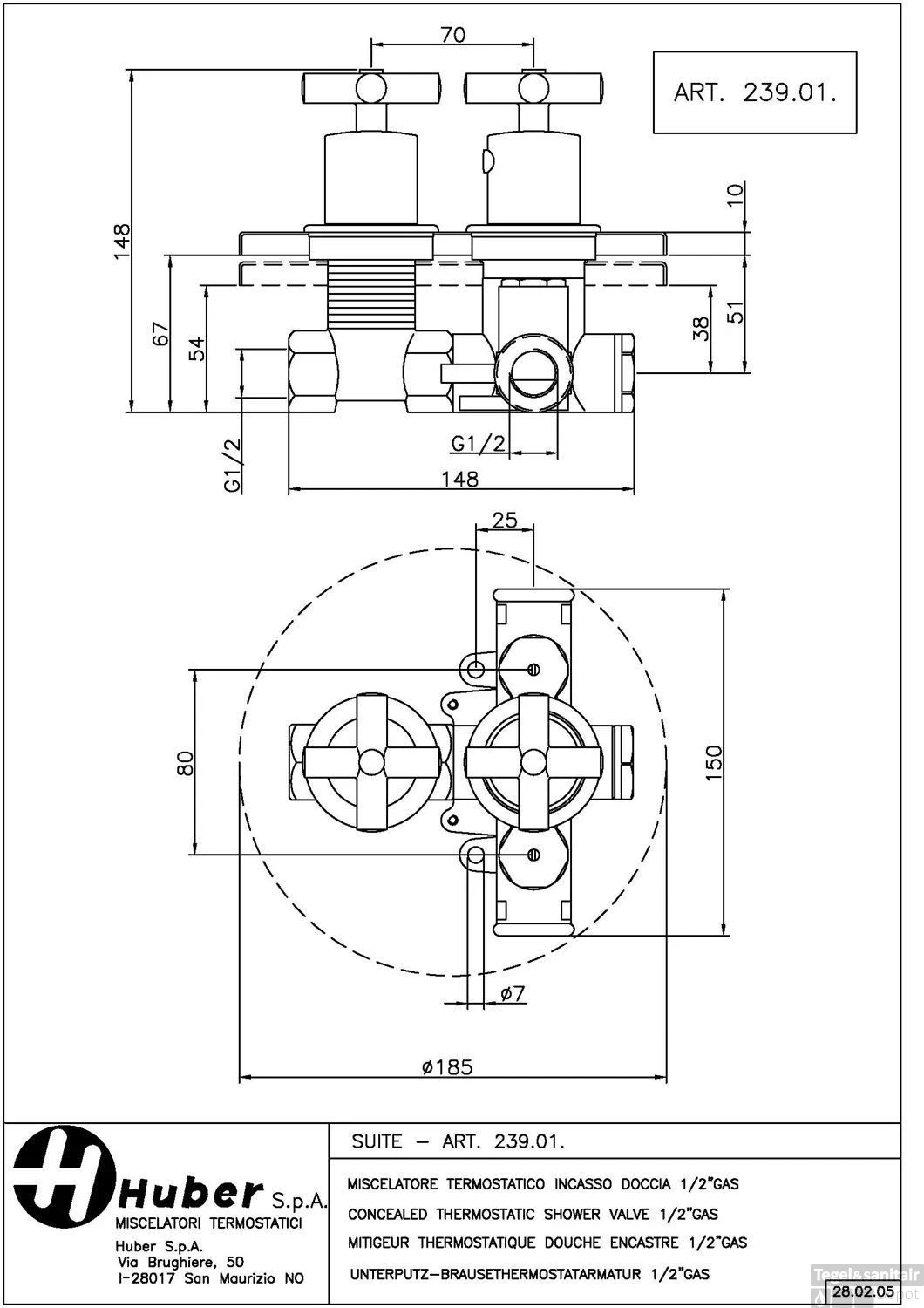 Huber Suite Inbouw Thermostaat Met Stopkraan 23951HCR 4 Huber Suite Inbouw Thermostaat Met Stopkraan 23951HCR - Afbeelding 2