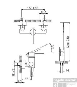 Huber Tratto Douchemengkraan Met Douchegarnituur Chroom TT.000450.21 -Badkamermeubels huber tratto douchemengkraan met douchegarnituur chroom tt00045021 1