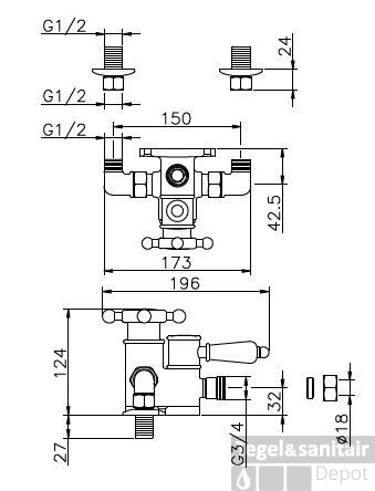 Huber Victorian Douchethermostaat Brons 150.VT51HBA 4 Huber Victorian Douchethermostaat Brons 150.VT51HBA - Afbeelding 2
