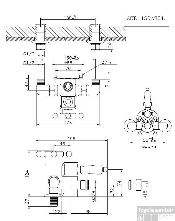 Huber Victorian Douchethermostaat RVS 150VT01HNS 3 Huber Victorian Douchethermostaat RVS 150VT01HNS