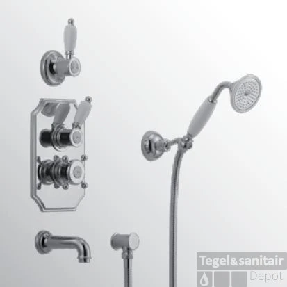Huber Victorian Thermostatische Inbouw Doucheset Chroom/Goud 915.VT01H.CA 4 Huber Victorian Thermostatische Inbouw Doucheset Chroom/Goud 915.VT01H.CA - Afbeelding 2