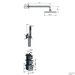 Complete Thermostatische Regendouche Hotbath Gal IBS40 Inbouwset Met 2 Stopkranen 3 Knoppen -Badkamermeubels ibs40 tech