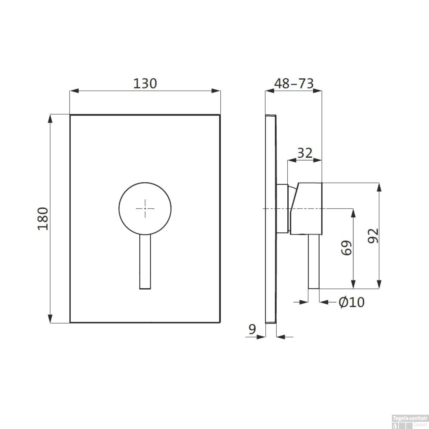 Inbouw Douchekraan Herzbach Design IX PVD-Coating Zwart 4 Inbouw Douchekraan Herzbach Design IX PVD-Coating Zwart - Afbeelding 2