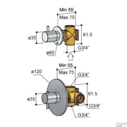 Inbouw Douchekraan Hotbath Laddy Thermostaat Met Stopkraan Rond Chroom -Badkamermeubels inbouw douchekraan hotbath laddy thermostaat met stopkraan rond chroom tech
