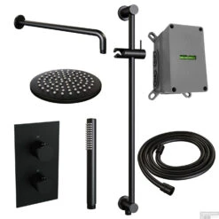 Inbouw Regendouche Set Brauer Black Edition Gebogen Wanduitloop Ronde Hoofddouche 20 Cm Met Glijstang Mat Zwart -Badkamermeubels inbouw regendouche set brauer black edition gebogen wanduitloop ronde hoofddouche 20 cm met glijstang mat zwart shop