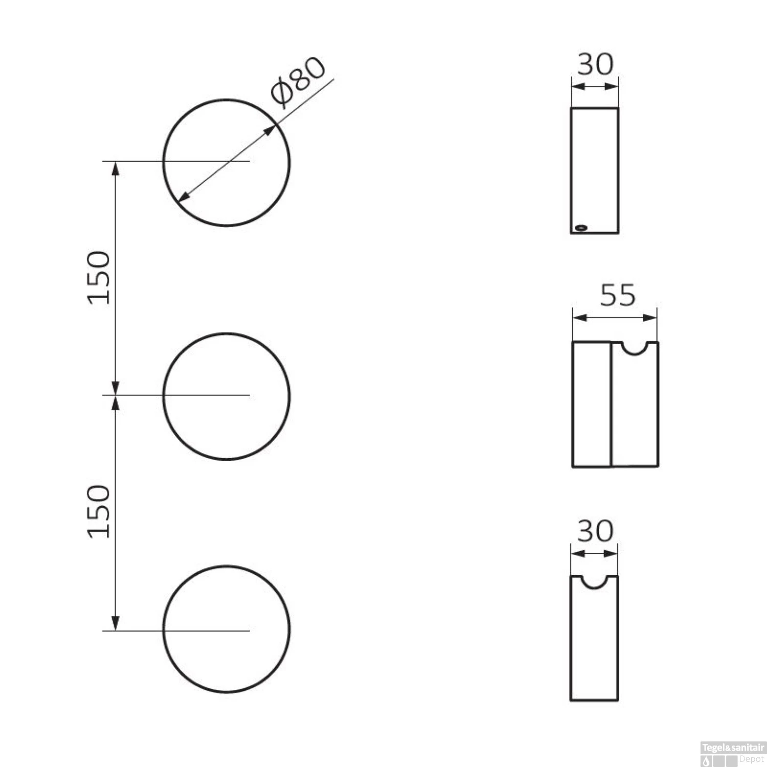 Inbouw Thermostaatkraan GRB InCool 2-Wegs Verticaal Zwart 4 Inbouw Thermostaatkraan GRB InCool 2-Wegs Verticaal Zwart - Afbeelding 2