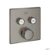 Inbouwkraan Grohe Grohtherm Smart Control Thermostaatkraan Met 3-weg Omstelling Vierkant 3 Knop Hard Graphite Geborsteld