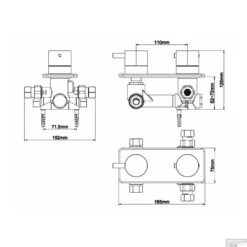 Inbouwthermostaat Boss & Wessing Caral 2-weg Rond Mat Zwart -Badkamermeubels inbouwthermostaat boss wessing caral 2 weg rond mat zwart tech 2