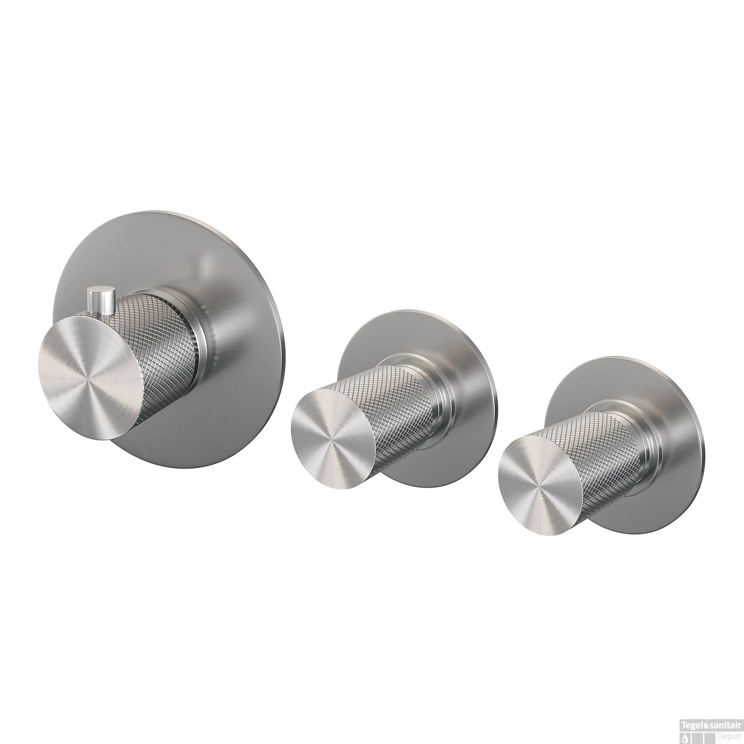 Inbouwthermostaatset Brauer Brushed Carving Incl Baduitloop En Staafhanddouche Messing RVS - Afbeelding 3