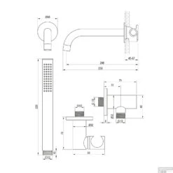 Inbouwthermostaatset Brauer Brushed Carving Incl Baduitloop En Staafhanddouche Messing RVS -Badkamermeubels inbouwthermostaatset brauer brushed carving incl baduitloop en staafhanddouche messing rvs tec