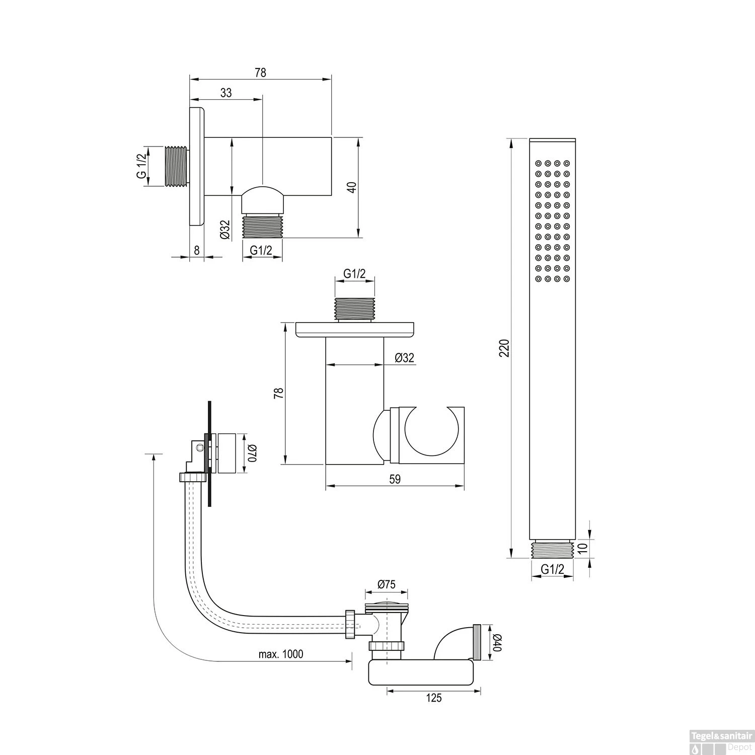 Inbouwthermostaatset Brauer Chrome Incl Staafhanddouche En Badafvoer Chroom 11 Inbouwthermostaatset Brauer Chrome Incl Staafhanddouche En Badafvoer Chroom - Afbeelding 9