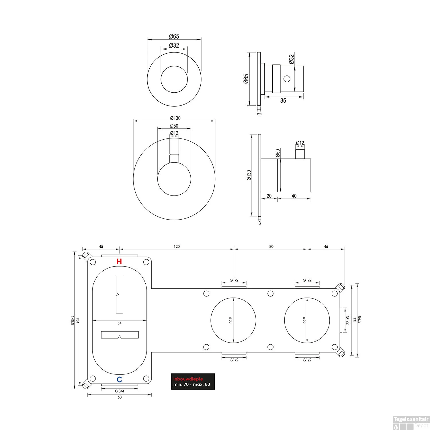 Inbouwthermostaatset Brauer Chrome Incl Staafhanddouche En Badafvoer Chroom 12 Inbouwthermostaatset Brauer Chrome Incl Staafhanddouche En Badafvoer Chroom - Afbeelding 10