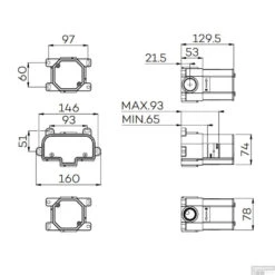 Inbouwdeel Lagoo Garda Voor Thermostaat Met 3-weg Omstel En Stopkraan (G2237) -Badkamermeubels ing2237 tekening