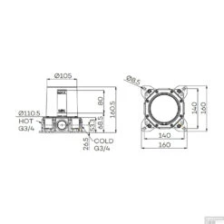 Inbouwdeel Lagoo Garda Voor Vrijstaande Badmengkraan (G3204) -Badkamermeubels ing3204 tekening