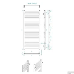 Handdoekradiator Sapho Metro Recht 50x120 Cm Zilver -Badkamermeubels ir412 handdoekradiator sapho metro recht 50x120 cm zilver 3