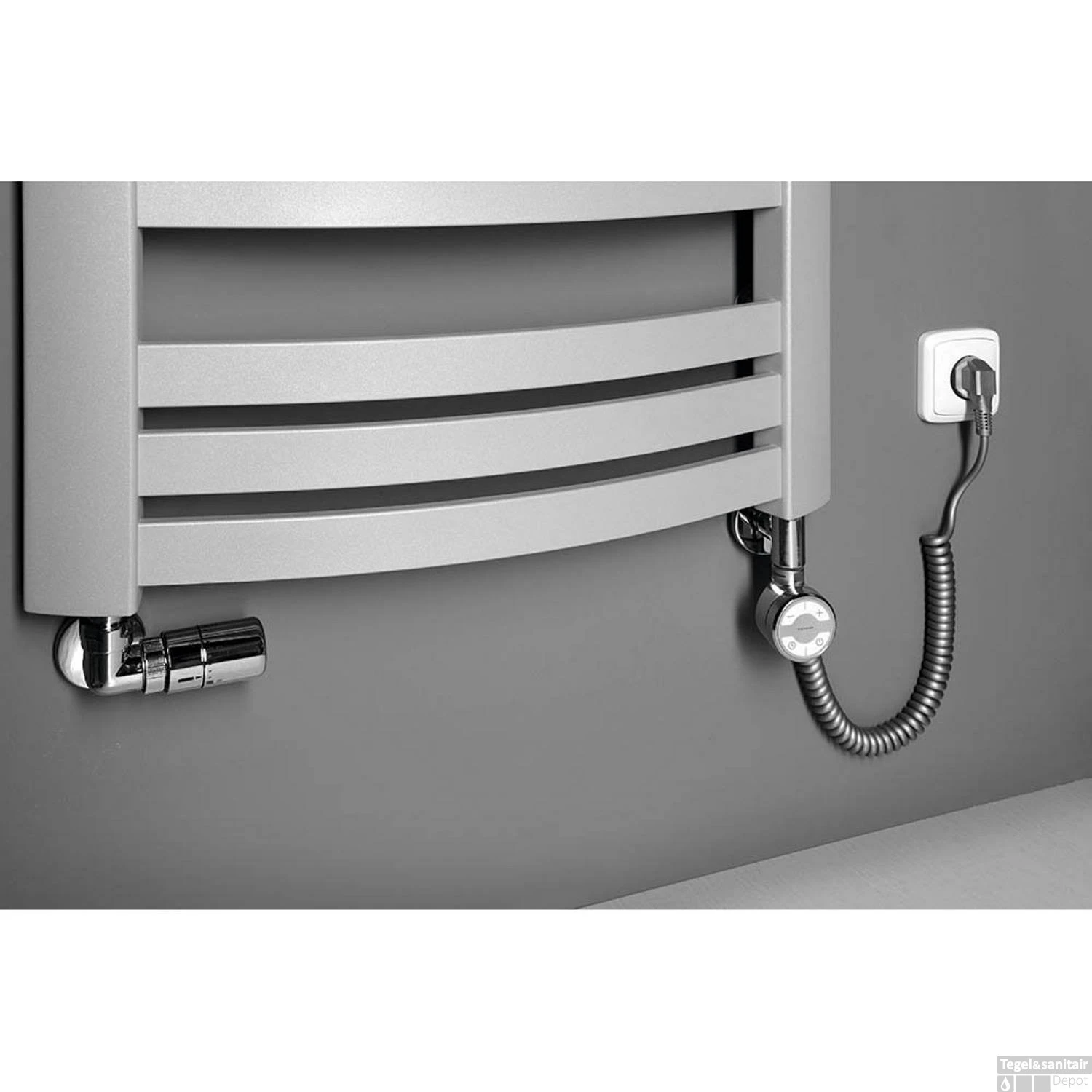 Handdoekradiator Sapho Sidi Gebogen 59.5x109.7 Cm 553W Zilver 8 Handdoekradiator Sapho Sidi Gebogen 59.5x109.7 Cm 553W Zilver - Afbeelding 6