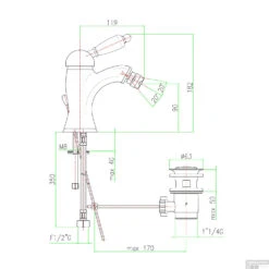 Bidetmengkraan Sapho Kirké Retro Wit 1-hendel Gebogen 18.2 Cm Brons (incl. Clickwaste) -Badkamermeubels ki03bb bidetmengkraan sapho kirk retro wit 1 hendel gebogen 18.2 cm brons incl. clickwaste 1