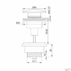 Klikwaste Brauer Afvoerplug Messing Binnenwerk 5/4 Mat Zwart -Badkamermeubels klikwaste brauer afvoerplug messing binnenwerk 5 4 mat zwart tech