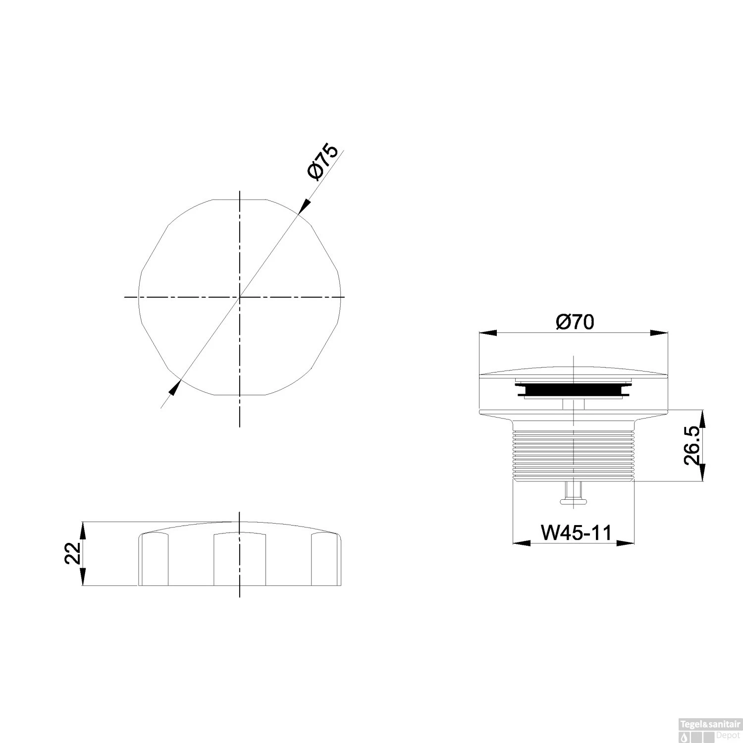 Knop/plug Badoverloop Wiesbaden Mat Zwart 4 Knop/plug Badoverloop Wiesbaden Mat Zwart - Afbeelding 2