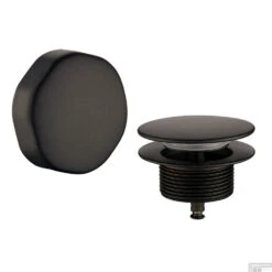 Badafvoer Met Overloopcombinatie Wiesbaden Mat Zwart -Badkamermeubels knopplug badoverloop wiesbaden mat zwart shop 1