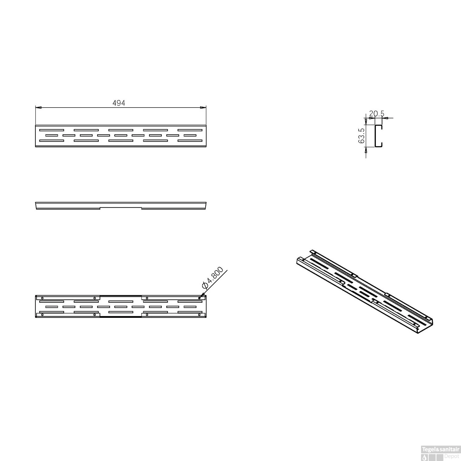 Los Standaard Rooster Wiesbaden Tbv 3e Gen Douchegoot 50cm Mat Zwart - Afbeelding 2