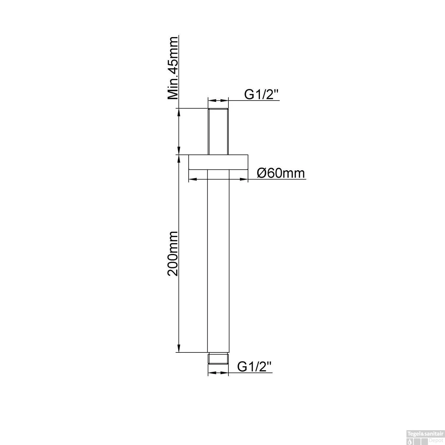 Luxe Douche-Arm Wiesbaden Rond Plafondbevestiging 20 Cm Geborsteld Koper 4 Luxe Douche-Arm Wiesbaden Rond Plafondbevestiging 20 Cm Geborsteld Koper - Afbeelding 2