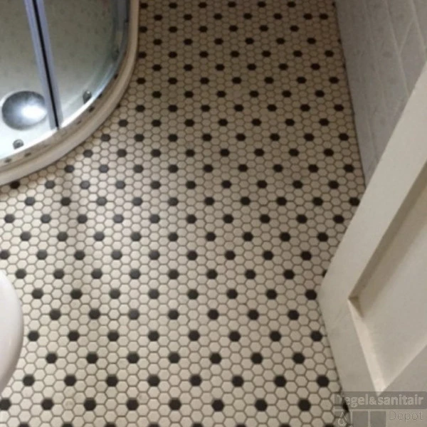 Mozaïek London 26x30 Cm Onverglaasd Porselein Hexagon, Wit En Zwart 18 Stippen (Prijs Per 0.78 M2) - Afbeelding 2