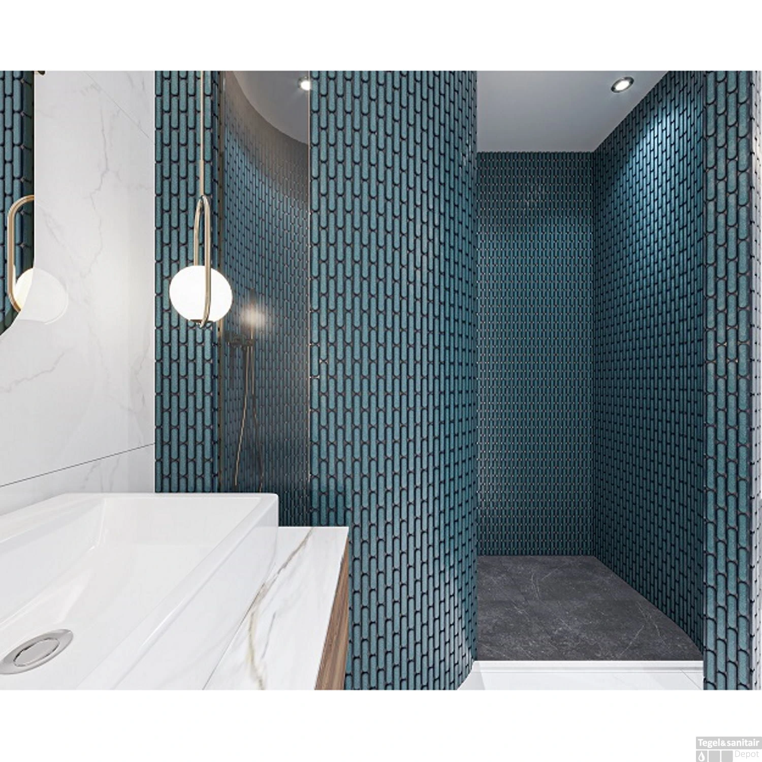 Mozaiek Tegel Sevilla 30x30 Cm Oval Finger Glossy Azure Blue Speckle (Doosinhoud 0,9 M2) 4 Mozaiek Tegel Sevilla 30x30 Cm Oval Finger Glossy Azure Blue Speckle (Doosinhoud 0,9 M2) - Afbeelding 2