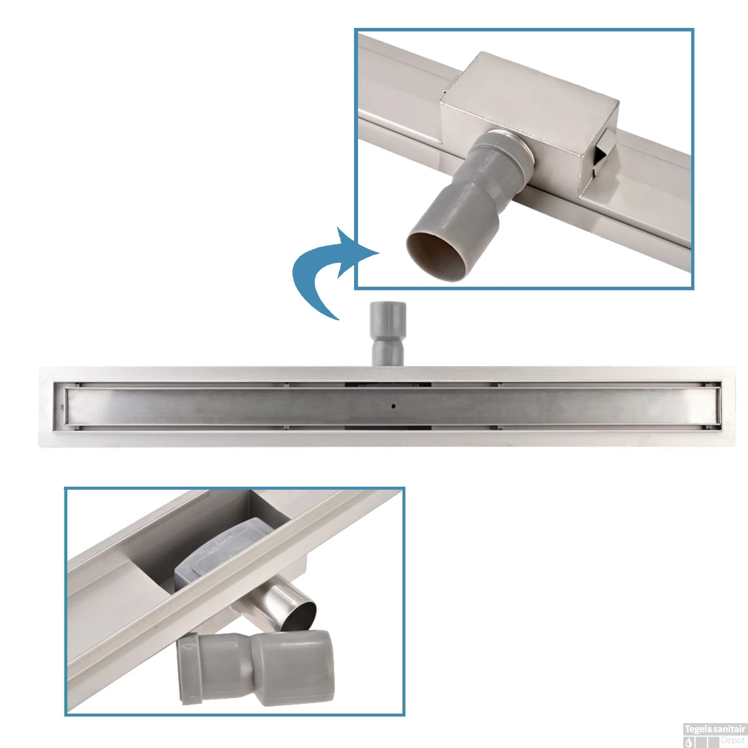 Mat Zwarte RVS Douchegoot Muurflens Met Uitneembaar Sifon Mat Zwart (alle Maten) 4 Mat Zwarte RVS Douchegoot Muurflens Met Uitneembaar Sifon Mat Zwart (alle Maten) - Afbeelding 2