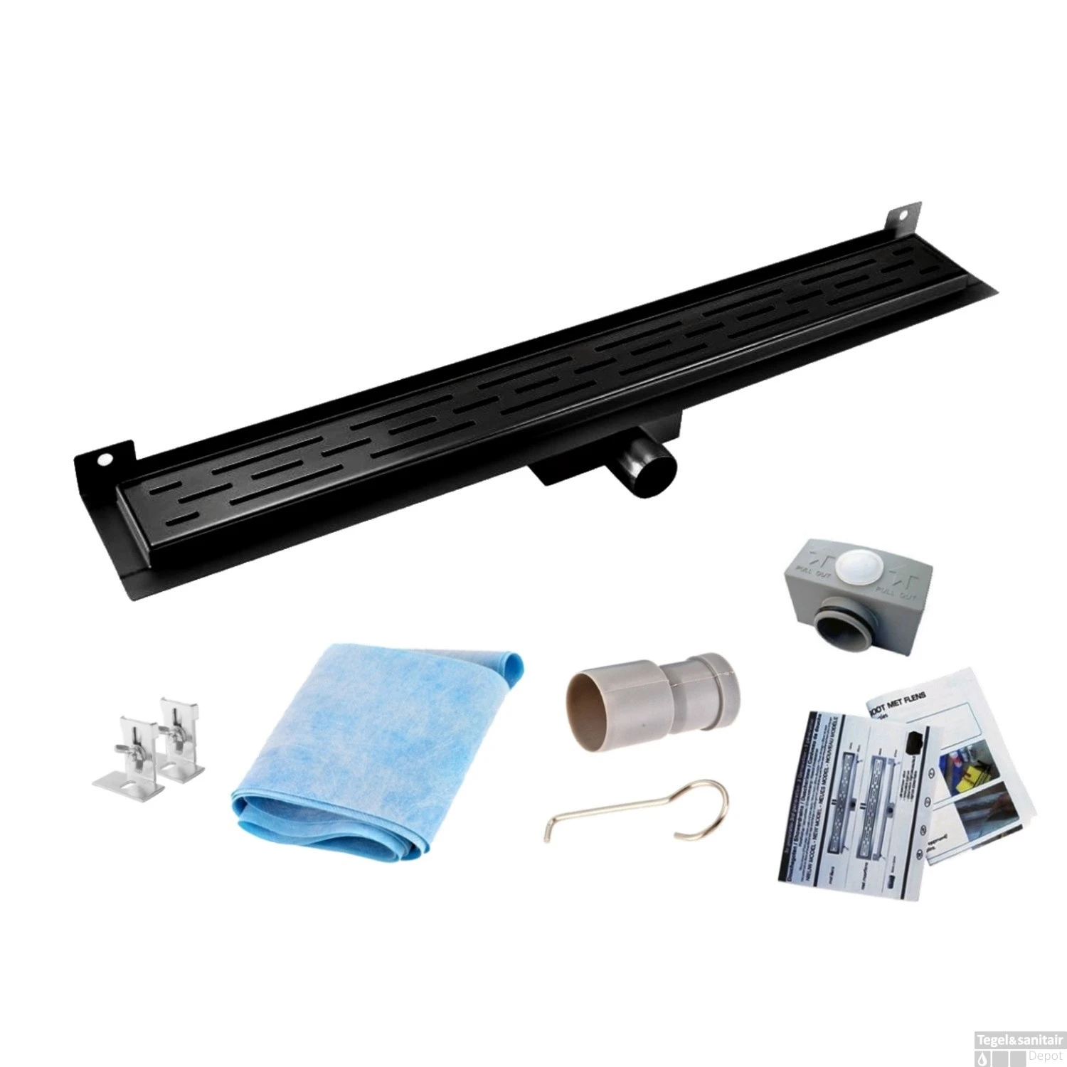 Mat Zwarte RVS Douchegoot Muurflens Met Uitneembaar Sifon Mat Zwart (alle Maten) 10 Mat Zwarte RVS Douchegoot Muurflens Met Uitneembaar Sifon Mat Zwart (alle Maten) - Afbeelding 8