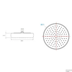 Hoofddouche Super 300 Lagoo Nesso 30 Cm RVS Chroom -Badkamermeubels n2130 tekening
