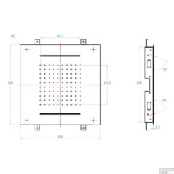 Hoofddouche Showerlicious Lagoo Nesso Met 2 Cascades 50 X 50 Cm RVS Chroom -Badkamermeubels n2234 tekening