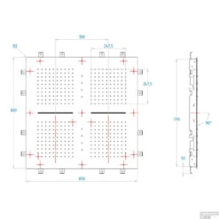 Hoofddouche LED It Rain Lagoo Nesso Multi Color LED 4-Delig Met 2 Cascades 80 X 80 Cm RVS Mat Zwart -Badkamermeubels n2255 tech 1
