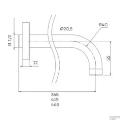 Wandarm Lagoo Nesso Rond 35 Cm RVS Mat Zwart -Badkamermeubels n2272 tekening 1 1 1 1