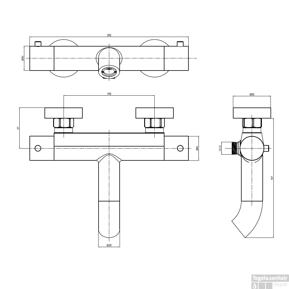 Opbouw Bad- En Douchekraan Brauer Black Thermostatisch Mat Zwart 6 Opbouw Bad- En Douchekraan Brauer Black Thermostatisch Mat Zwart - Afbeelding 4
