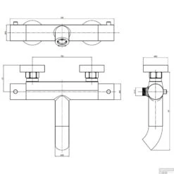 Opbouw Bad- En Douchekraan Brauer Brushed Thermostatisch Geborsteld RVS -Badkamermeubels opbouw bad en douchekraan brauer brushed thermostatisch geborsteld nikkel tech