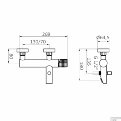 Opbouw Badkraan GRB Aura Mengkraan Messing Zwart 5 Opbouw Badkraan GRB Aura Mengkraan Messing Zwart -Badkamermeubels opbouw badkraan grb aura mengkraan messing zwart tech