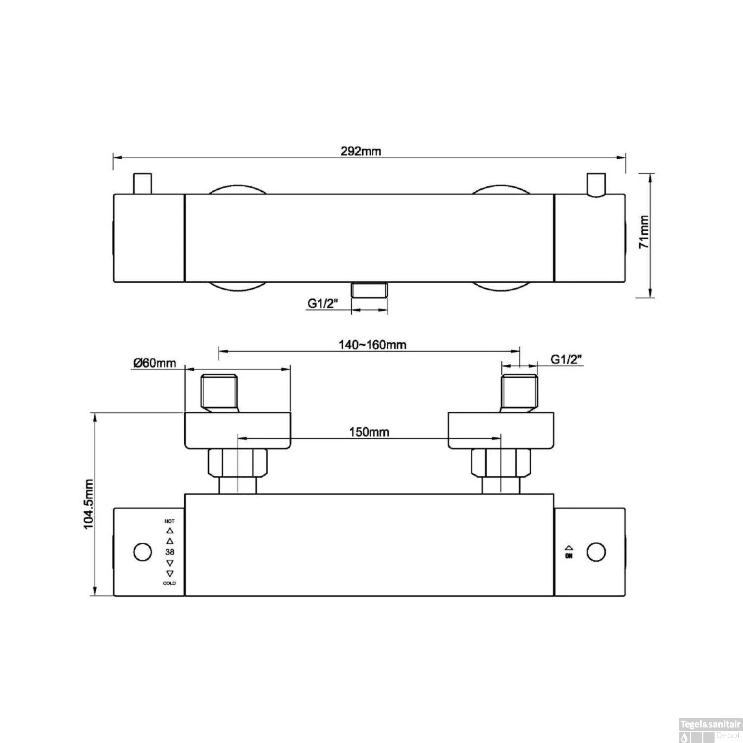 Opbouw Douchekraan Boss & Wessing Cool Touch Geborsteld Messing 5 Opbouw Douchekraan Boss & Wessing Cool Touch Geborsteld Messing - Afbeelding 3