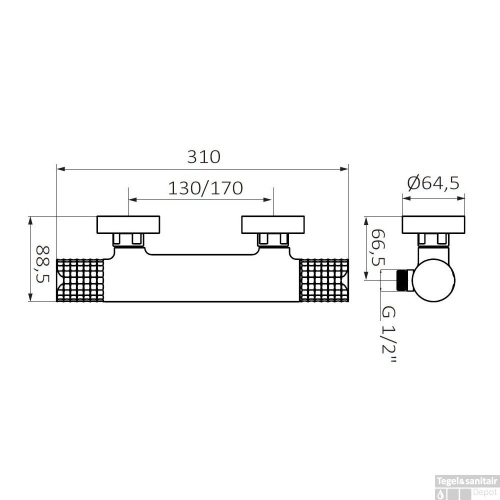 Opbouw Douchekraan GRB Aura Thermostatisch Wit En Chroom 4 Opbouw Douchekraan GRB Aura Thermostatisch Wit En Chroom - Afbeelding 2