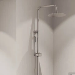 Opbouw Regendouche Boss & Wessing Thermostatisch Rond Met Handdouche Chroom -Badkamermeubels opbouw regendouche boss wessing thermostatisch rond met handdouche chroom 2