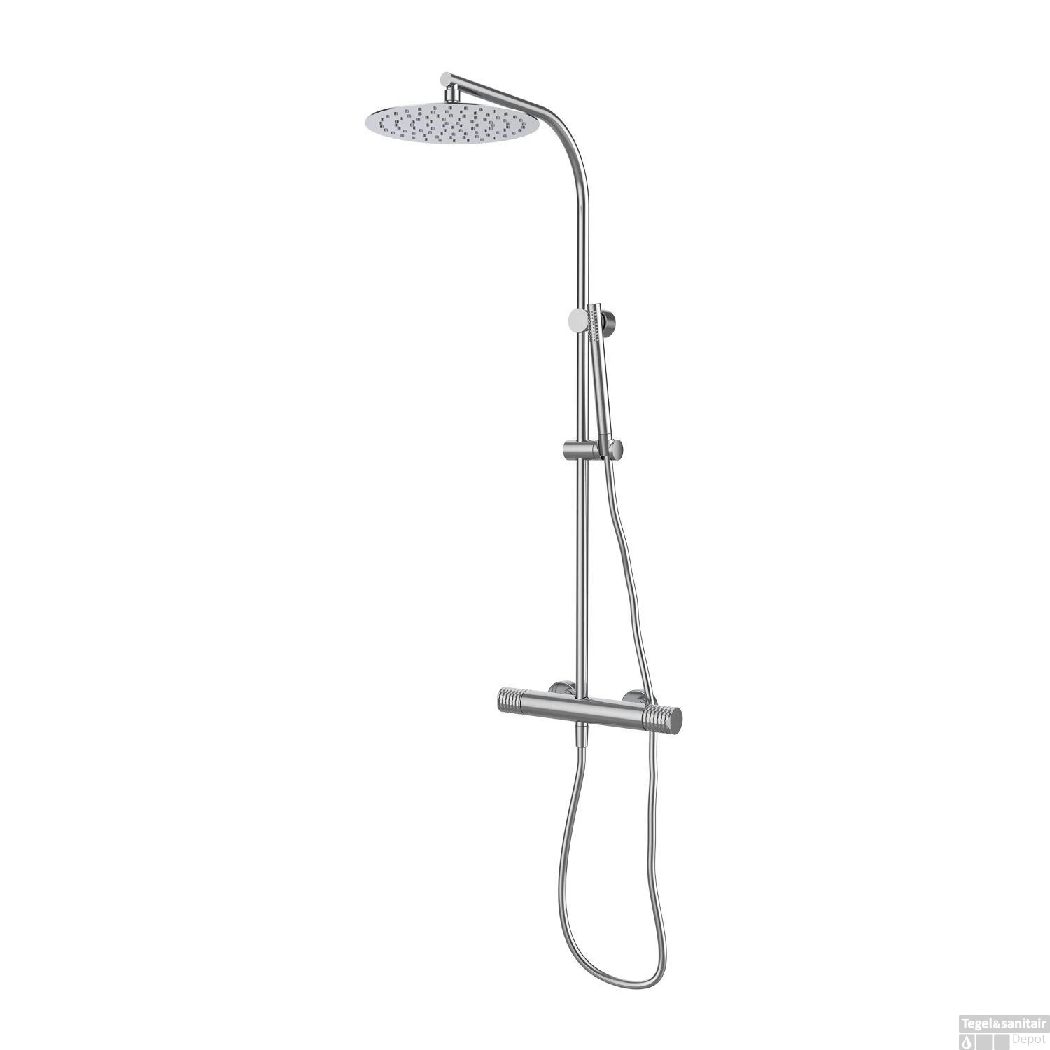 Opbouw Regendouche Set GRB Aura Mengkraan Ronde Douchekop Ø25 Cm Met Staaf Handdouche Chroom 3 Opbouw Regendouche Set GRB Aura Mengkraan Ronde Douchekop Ø25 Cm Met Staaf Handdouche Chroom