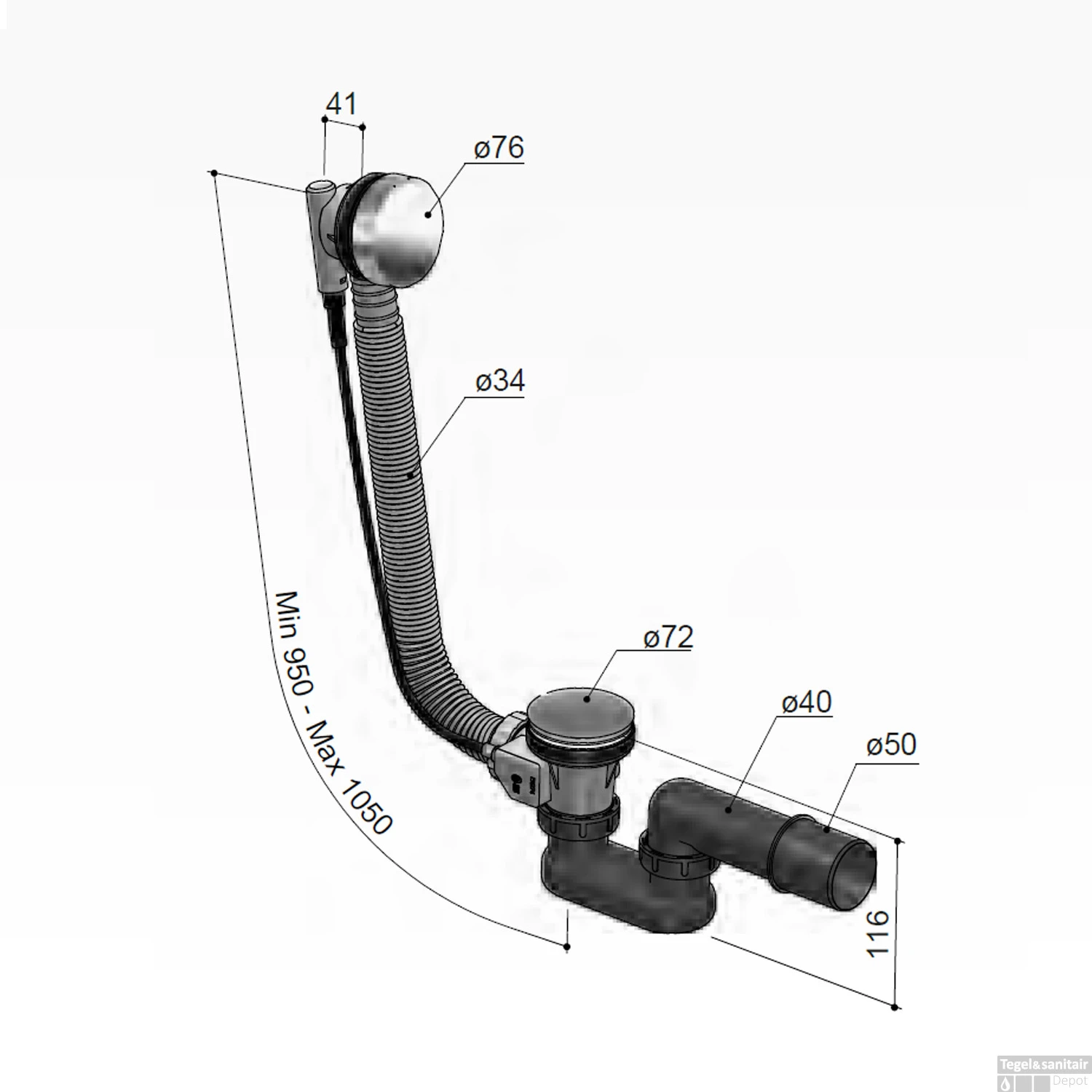 Badoverloop Hotbath Cobber Combinatie Verlengd Gepolijst Messing PVD 6 Badoverloop Hotbath Cobber Combinatie Verlengd Gepolijst Messing PVD - Afbeelding 4