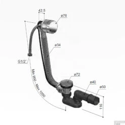 Badoverloop Hotbath Cobber Vulcombinatie Chroom -Badkamermeubels p033cr badoverloop hotbath cobber vulcombinatie chroom tech