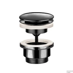 Afvoerplug Hotbath Cobber Always-Open Met Schroef Rond Zwart Chroom