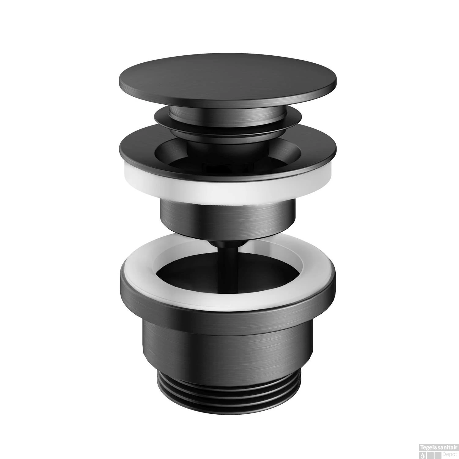 Clickwaste Hotbath Gal Afvoerplug Met Schroef Rond Geborsteld Gunmetal PVD 3 Clickwaste Hotbath Gal Afvoerplug Met Schroef Rond Geborsteld Gunmetal PVD