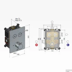 Douchethermostaat Hotbath Cobber Inbouw 2 Pushbuttons Vierkant Mat Zwart (excl. Inbouwdeel) -Badkamermeubels pb009qextbl douchethermostaat hotbath cobber inbouw 2 pushbuttons vierkant mat zwart excl. inbouwdeel tech