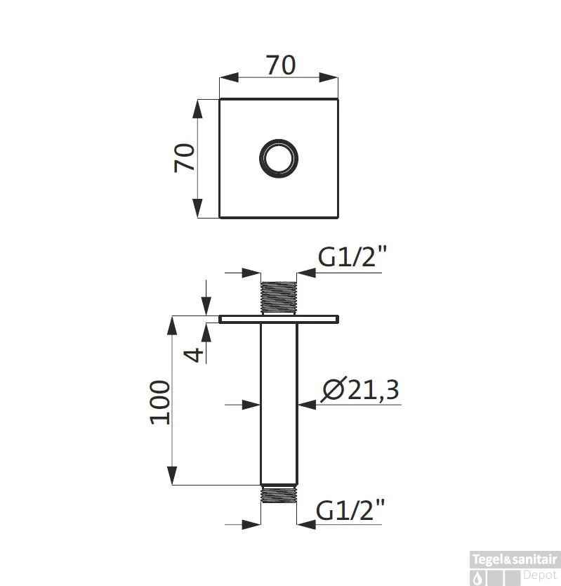 Plafonduitloop Herzbach Living Spa PVD-Coating 10 Cm Vierkant Rozet Zwart 4 Plafonduitloop Herzbach Living Spa PVD-Coating 10 Cm Vierkant Rozet Zwart - Afbeelding 2